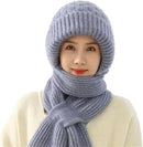 Warm Hooded Scarf Hat Winter Knitted Cap - 62634 - TUZZUT Qatar Online Shopping