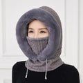 Women Winter Beanie Hats Slouchy Warm Fleece Hooded Scarf