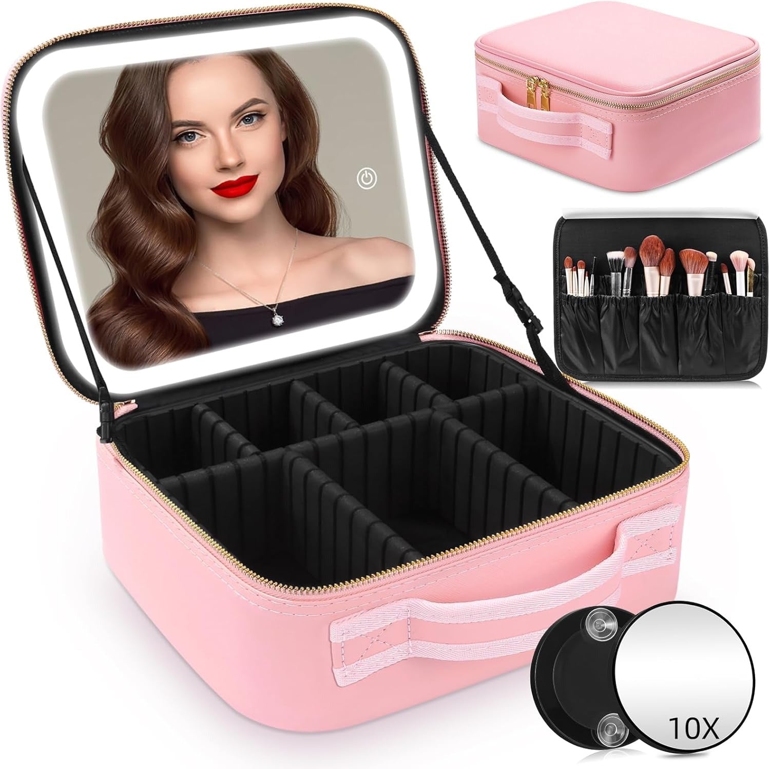 Travel Makeup Bag with 3 Setting Adjustable LED Mirror Travel Makeup Bag with 3 Setting Adjustable LED Mirror