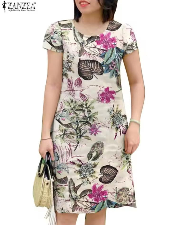 Elegant Waist-Fitted Long Muslin Dress For Women 17314 2XL Elegant Waist-Fitted Long Muslin Dress For Women 17314 2XL