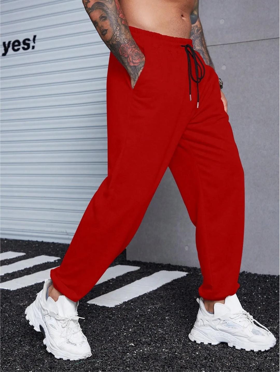 Men Slant Pockets Drawstring Waist Sweatpants 491132 L Men Slant Pockets Drawstring Waist Sweatpants 491132 L