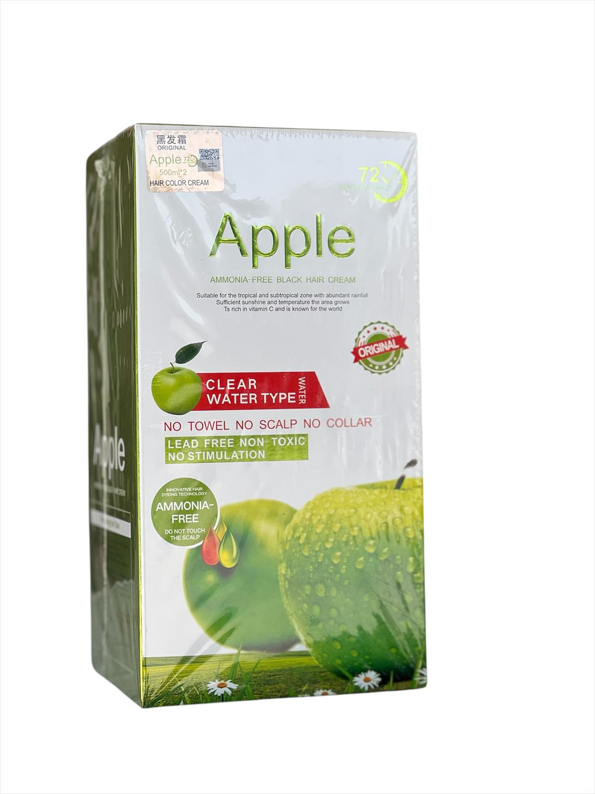 Apple 72 Natural Black Hair Dye Ammonnia Free Hair Colour Cream (500ml* 2) Pack Apple 72 Natural Black Hair Dye Ammonnia Free Hair Colour Cream (500ml* 2) Pack