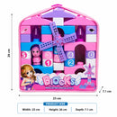 Kids Pink Princess Castle Building Blocks Set with Windmill & Portable Carry Bag