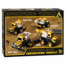 4-Piece Kids Engineering Construction Vehicle Set with Mixer Truck, Excavator, Dump Truck & Crane
