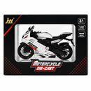 1:12 Scale Kids Die-Cast Racing Motorcycle Toy with Inertial Pull-Back Function – White