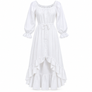 White Off-Shoulder Long Sleeve Button-Front Maxi Dress with Tie Waist and Ruffle Hem SQ009