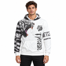 Men’s White and Black Tiger Graphic Pullover Hoodie NS40