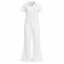 White Collared Top & Wide-Leg Trouser Set NS114