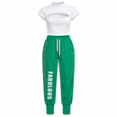 Women’s White Cutout Crop Top & Green Joggers – 2-Piece Set 91297