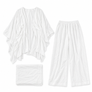 Women’s White Draped Cardigan & Wide-Leg Trouser Set NS101