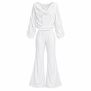 Women’s White Draped Top & Flared Trouser Set NS129