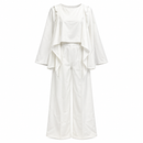 Women’s White Draped Top and Wide-Leg Trouser Set 126996