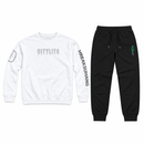Men’s White Graphic Sweatshirt & Black Jogger Set S4782346