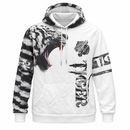 Men’s White and Black Tiger Graphic Pullover Hoodie NS40