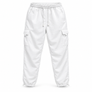 White Cargo Jogger Pants with Drawstring Waist NS11