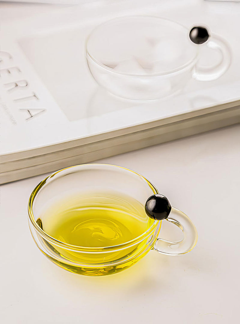 Wide Mouth Glass Mug with Black Accents - TUZZUT Qatar Online Shopping