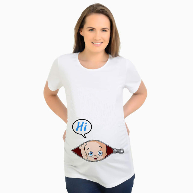 Women's T-Shirts Cartoon Maternity Tops Baby Funny Pregnancy T Shirts Cotton Short Sleeve T-shirts for Pregnant Women Tees S2664422 - Tuzzut.com Qatar Online Shopping