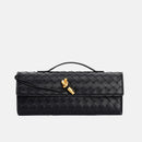 Woven Leather Clutch Top Handle Long Shoulder Bag B1893 - TUZZUT Qatar Online Shopping