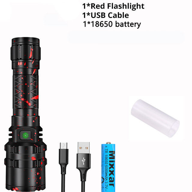 High Power XHP220 Powerful LED Flashlight Tactical Military Torch USB Camping Lanterna Waterproof Self Defence- Red S1721789  VRK 3039 - Tuzzut.com Qatar Online Shopping