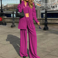 3 Pcs Women's Long Sleeve Solid Color Blazer Set L 388003