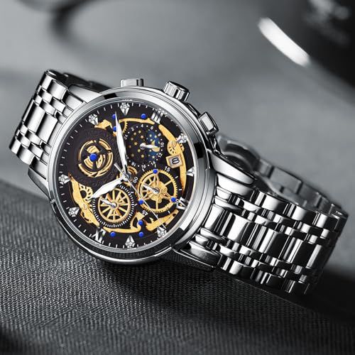 Men's Analogue Quartz Watch Diamond Stainless Watch W528467 - TUZZUT Qatar Online Shopping