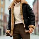 Winter Men's Casual Coat Lapel Jacket Denim Warm Fur Collar Fleece Lined Jacket XXL S4776860 - Tuzzut.com Qatar Online Shopping