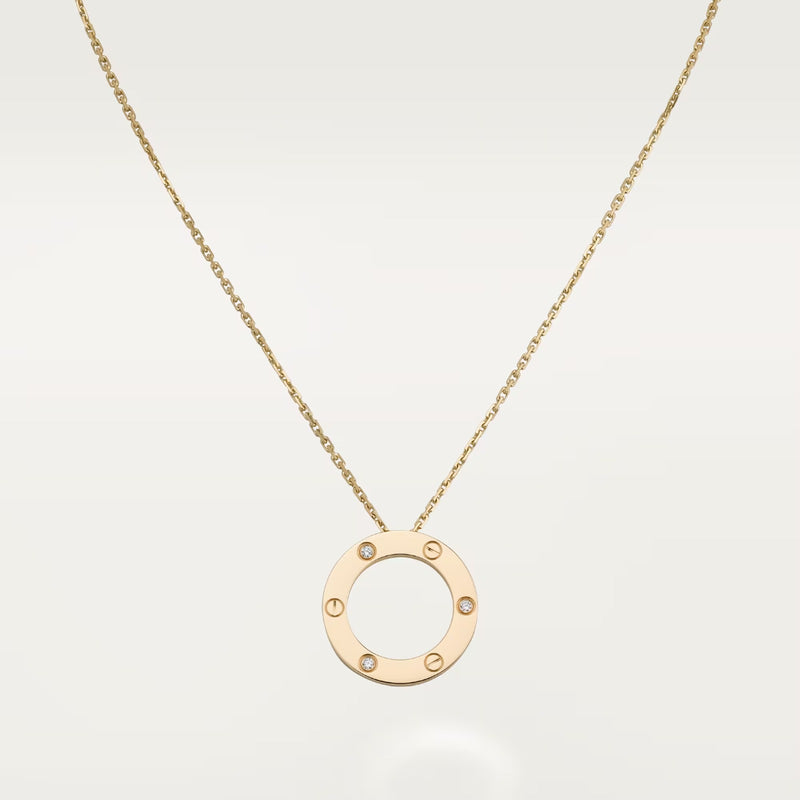 LOVE Pendant 3 Diamonds Yellow Gold Necklace CR107 - TUZZUT Qatar Online Shopping