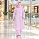 Pale Lilac Button-Front Long Shirt & Wide-Leg Trousers Set MC-A32