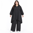 Women’s Black Hooded Tunic & Wide-Leg Trouser Set S4829726 - 4XL