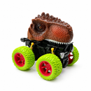 Brown Dinosaur Monster Truck Toy with Large Green Wheels for Kids