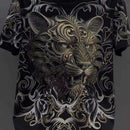 New Fashion Trend Lion Hot Diamonds Rhinestones Black Summer Luxury Men T-Shirt   2073020 - TUZZUT Qatar Online Shopping