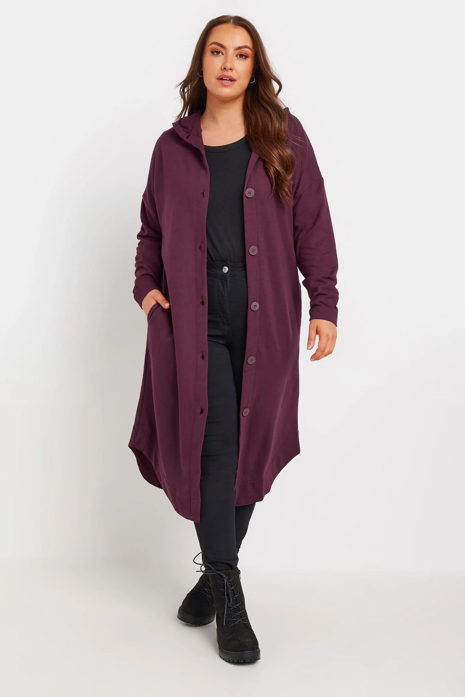 Curve Button Through Hooded Maxi Jacket 55943 Curve Button Through Hooded Maxi Jacket 55943