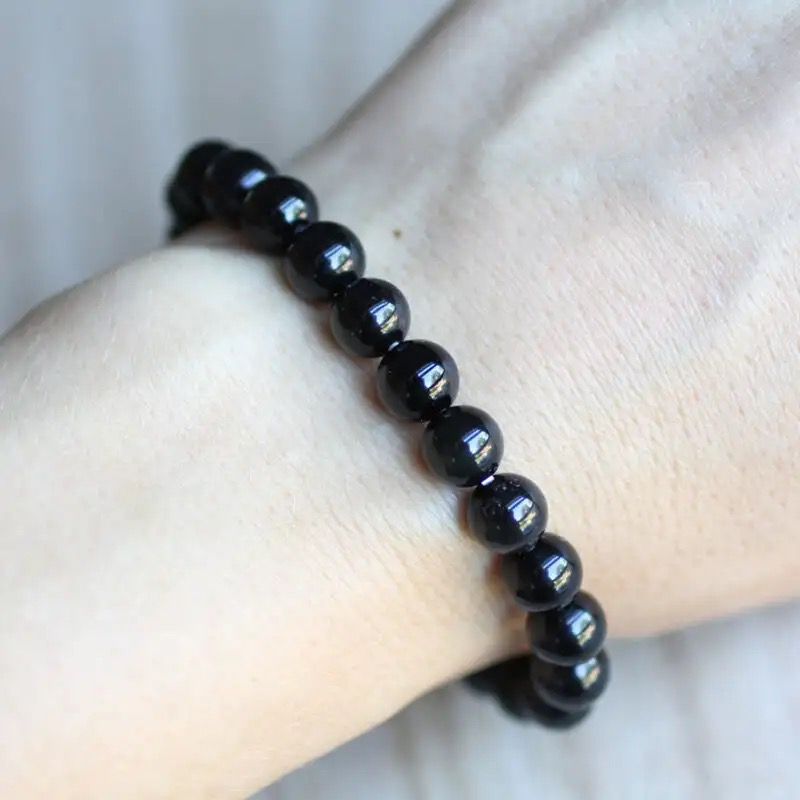 Beaded Bracelet 8mm Natural Stone Lava Black Onyx Matte Healing Beads Bangle Stretch Charm Yoga For Women Men Jewelry - Tuzzut.com Qatar Online Shopping