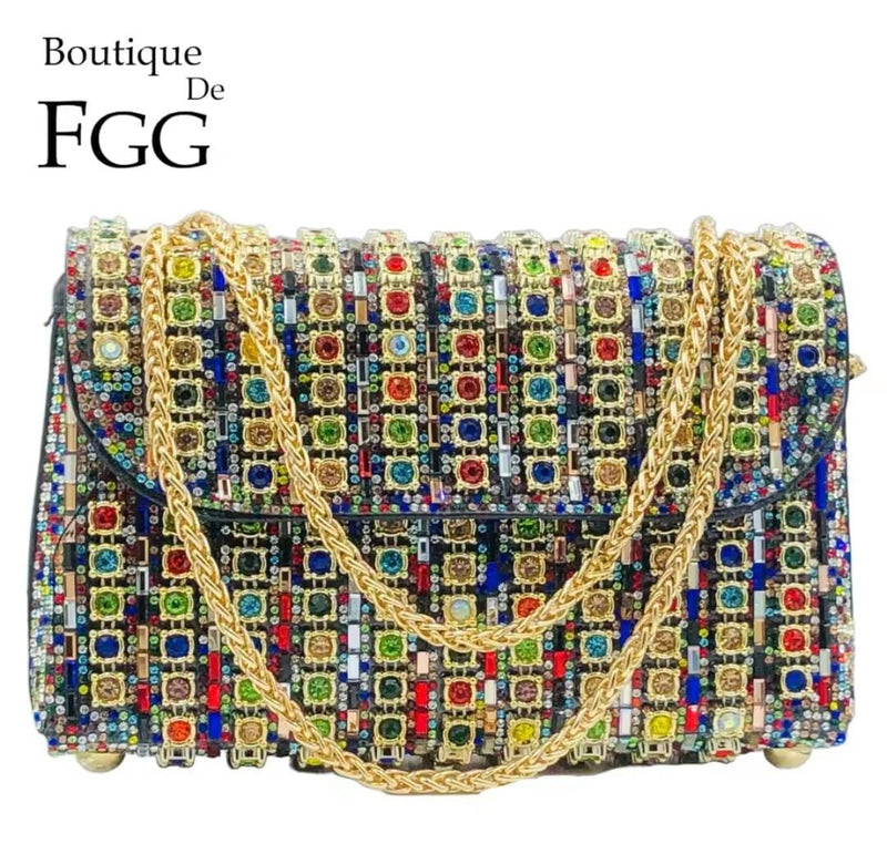 Women's Square Rhinestone Chain Decor Shoulder Bag   B-320715 - TUZZUT Qatar Online Shopping