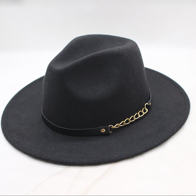 Wide brim simple church derby hat Panama solid color felt fedora hat for men, men and women, synthetic wool mixed jazz hat S4821063