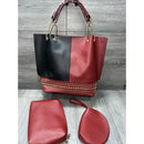 3 Piece Red & Black Handbag 1918 - TUZZUT Qatar Online Shopping