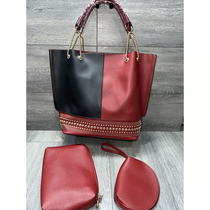 3 Piece Red & Black Handbag 1918 3 Piece Red & Black Handbag 1918