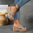 Platform Wedge Heeled Sandals HS74 - TUZZUT Qatar Online Shopping