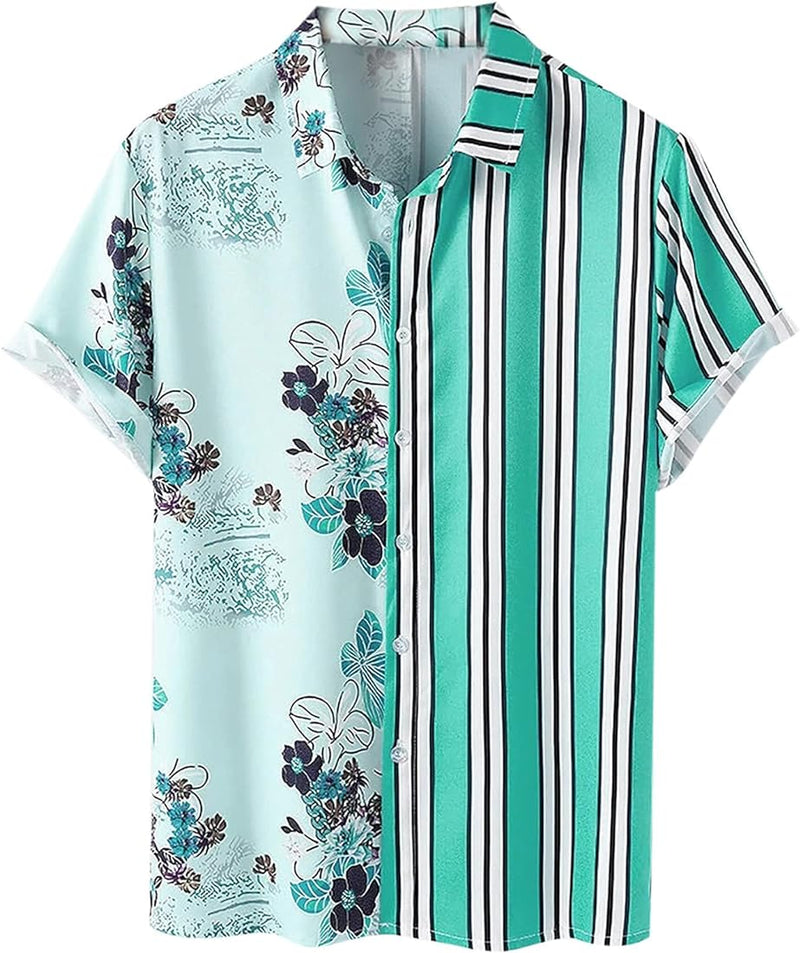 INCERUN Men's Digital Printing Fashion Trend Short-sleeved Shirt XL S2349365