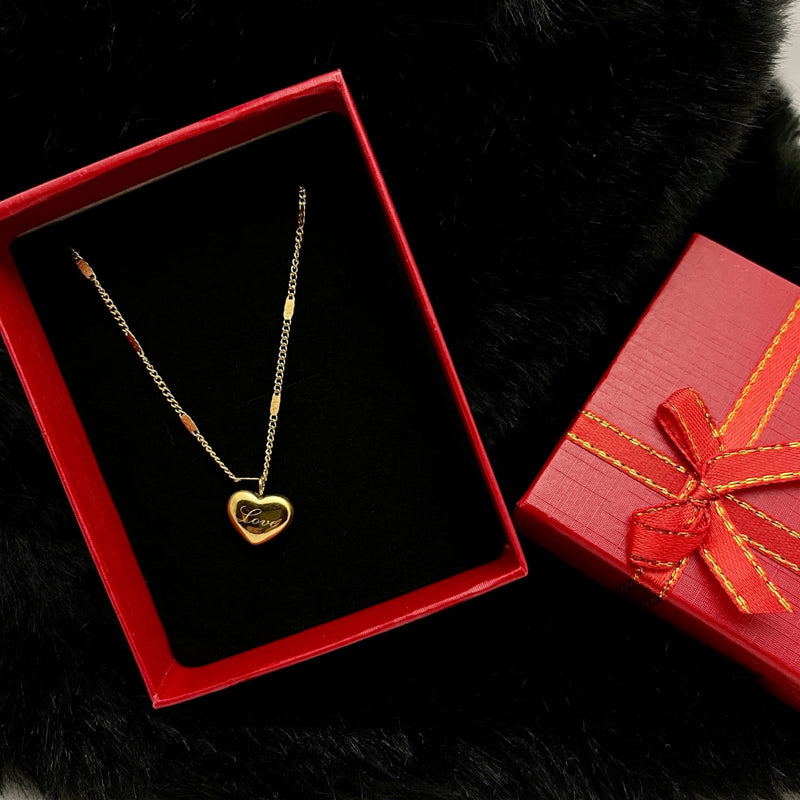 Love Heart Gold Pendant Women Necklace L88