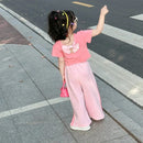 Children's Summer Set Cute Pink Casual Short-sleeved Two-piece Set   S4950608 - TUZZUT Qatar Online Shopping