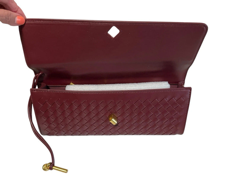 Woven Leather Clutch Top Handle Long Shoulder Bag B1893 - TUZZUT Qatar Online Shopping