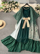 2 Pcs Women's Short Sleeve Geometry Arabian Set  521649 - TUZZUT Qatar Online Shopping