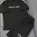 2 Pcs Women's Short Sleeve Letter/Number Shorts Set L 425598 - TUZZUT Qatar Online Shopping