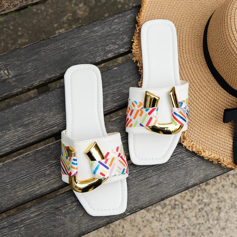 Summer Women's U-Shaped Sandals Fashion Flat Bottom Slim Slippers 42 - Tuzzut.com Qatar Online Shopping
