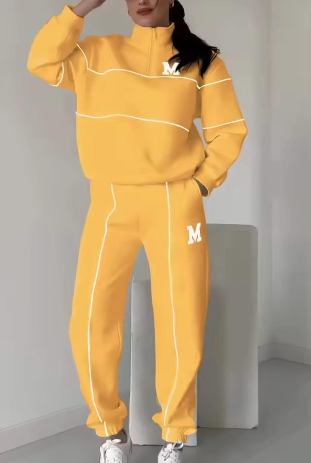 Long Sleeve Letter Sweatshirt Drawstring Long Pants Set B-382411 Long Sleeve Letter Sweatshirt Drawstring Long Pants Set B-382411