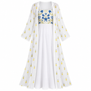 Women’s White Maxi Dress & Printed Robe Set SDR4073 - Free size
