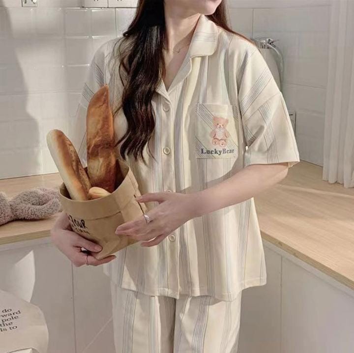 Women's Short Sleeve Long Trousers Homewear Pajama Set 582680 Women's Short Sleeve Long Trousers Homewear Pajama Set 582680