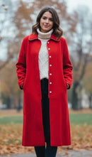 Slim Fit Long Knee Length Woolen Coat 57605 - TUZZUT Qatar Online Shopping