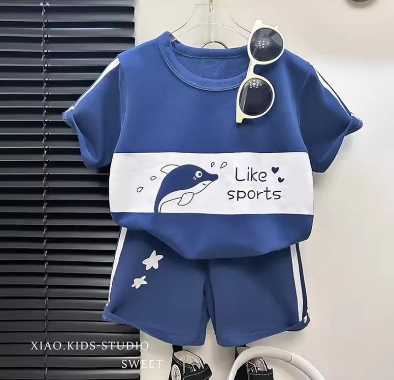 Kids Short Sleeve Suit Tops +short Clothes Set   1568687 - TUZZUT Qatar Online Shopping